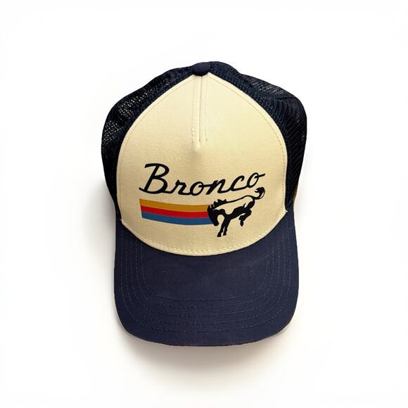 American Needle Ford Bronco Mens Ivory Navy Adjustable Snapback Trucker Hat Cap - Picture 1 of 9